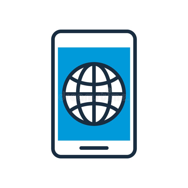 Smartphone with sphere browser fill style royalty free illustration