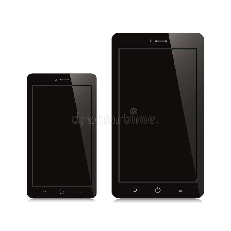 Tablet Black Design Display Size 7.9, 9.7 and 12 Stock Vector