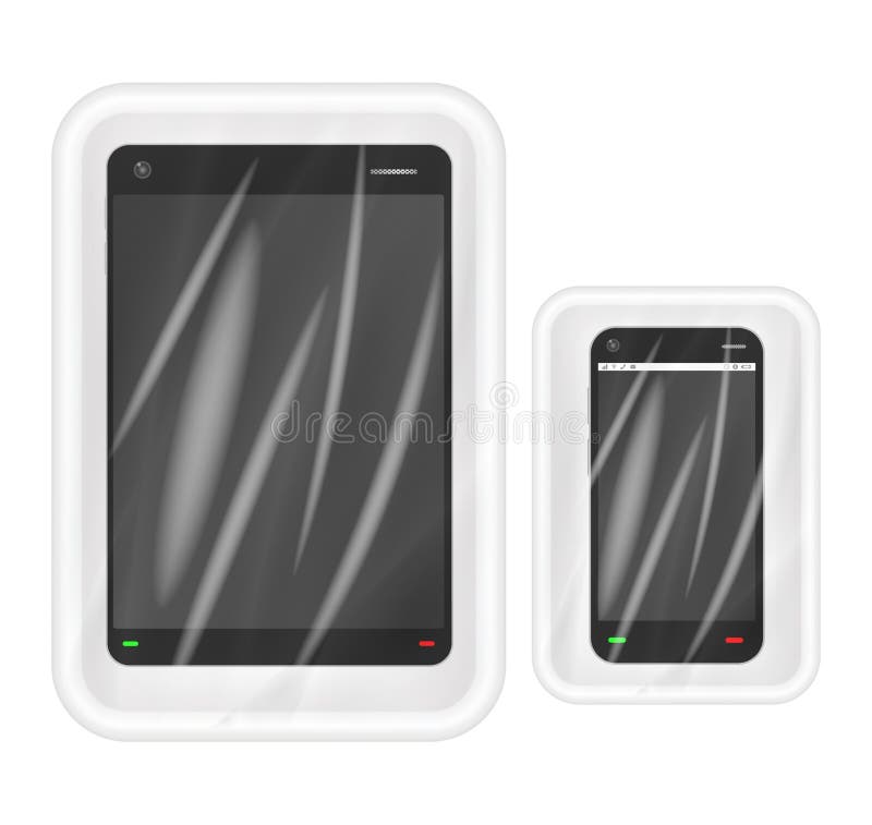 Smartphone and Tablet in White Polystyrene Packaging Stock Vector Illustration of realistic