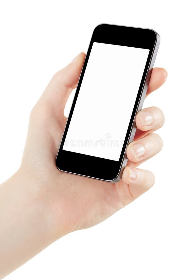 Smartphone van de de handholding van de vrouw royalty-vrije stock fotografie Smartphone van de de handholding van de vrouw royalty-vrije stock fotografie