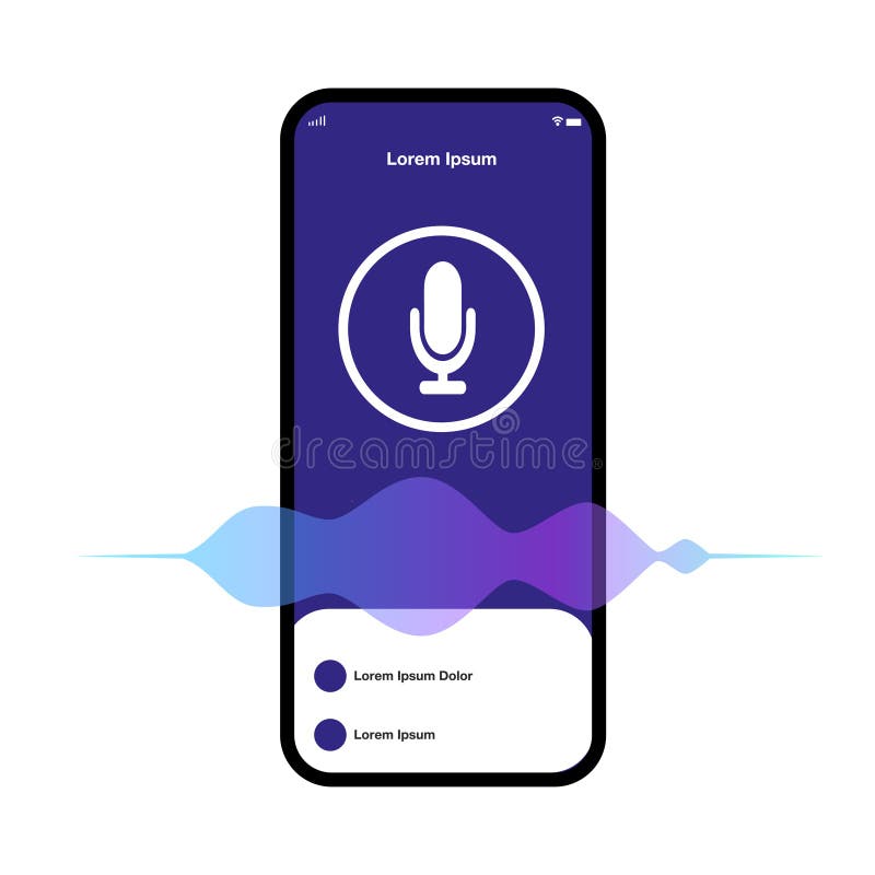 Smartphone Voice Recognition, Blue Smartphone Stock Vector