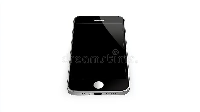 Smartphone on a white surface showcasing minimalist design and modern technology ideal for showcasing user interface stock image