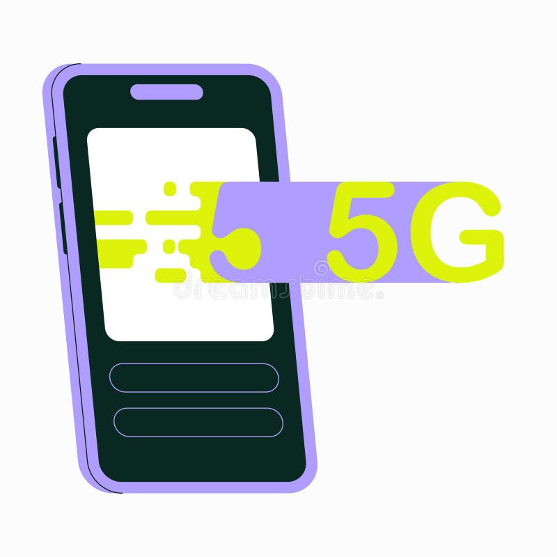 Smartphone z symbolem 5g na płaskiej ilustracji wektorowej symbolizującej szybką mobilną technologię internetową i cyfrową royalty ilustracja