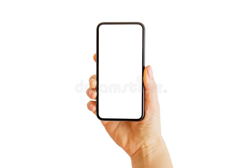 Smartphone εκμετάλλευσης προσώπων υπό εξέταση Κινητό app πρότυπο στοκ εικόνα