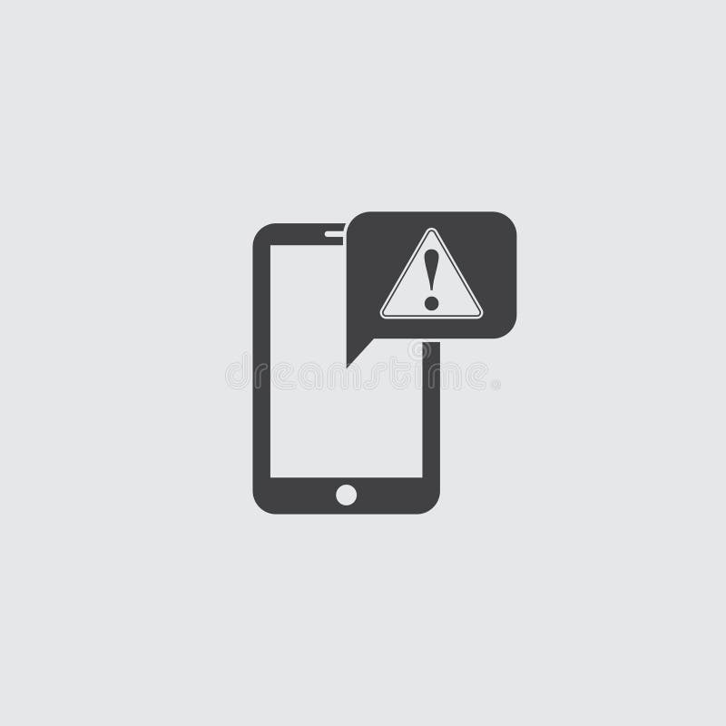 Smartphone με το εικονίδιο προσοχής σε ένα επίπεδο σχέδιο στο μαύρο χρώμα Διανυσματική απεικόνιση EPS10 διανυσματική απεικόνιση Smartphone με το εικονίδιο προσοχής σε ένα επίπεδο σχέδιο στο μαύρο χρώμα Διανυσματική απεικόνιση EPS10 διανυσματική απεικόνιση