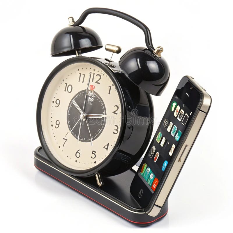Smartphone ξυπνητήρι με έμπνευση retro σε διαφανές φόντο διανυσματική απεικόνιση