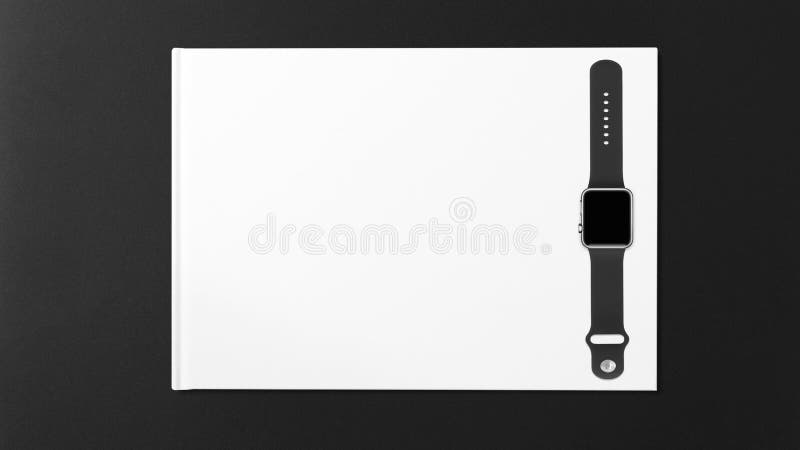 Smartwatch con la pantalla en blanco en la tabla de trabajo libre illustration Smartwatch con la pantalla en blanco en la tabla de trabajo libre illustration