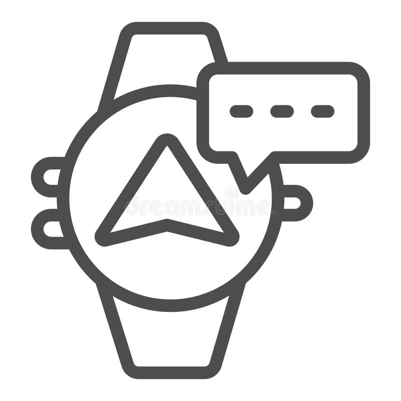 Smartwatch with navigation pointer and message line icon, neural dataset concept. Vector graphics. Wearable electronics stock illustration