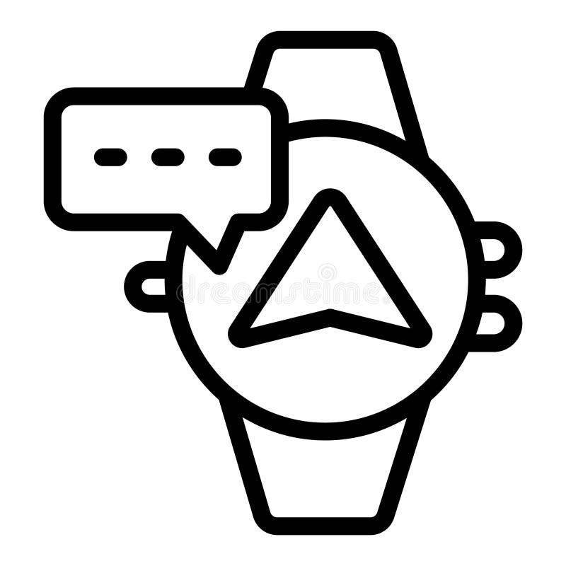 Smartwatch with navigation pointer and message line icon, neural dataset concept. Vector graphics. Wearable electronics stock illustration