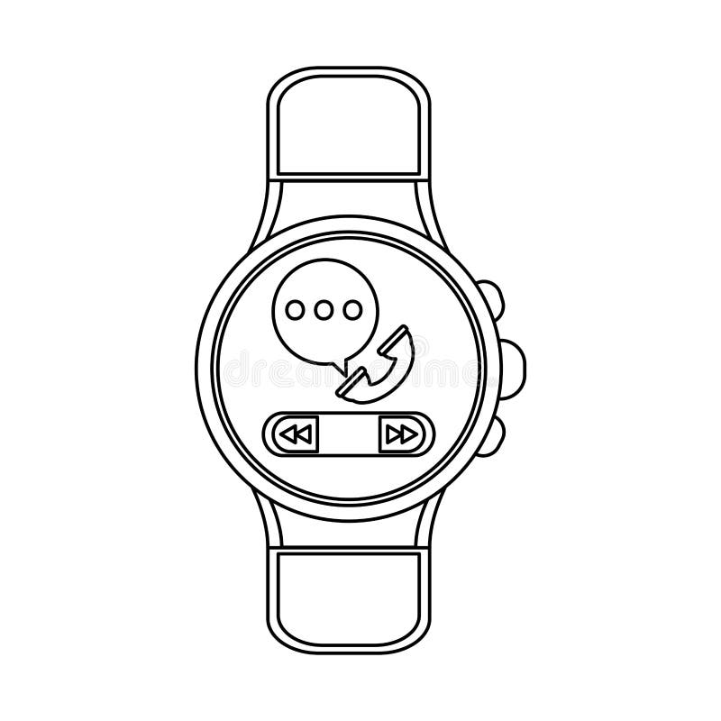 Smartwatch Wearable Technology in Black and White Stock Vector