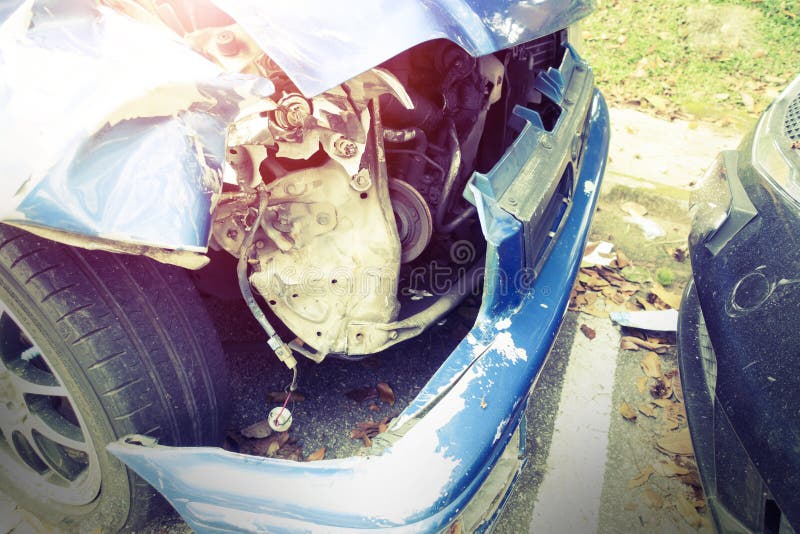A smashed up car after an accident leaves a wreck stock photos A smashed up car after an accident leaves a wreck stock photos