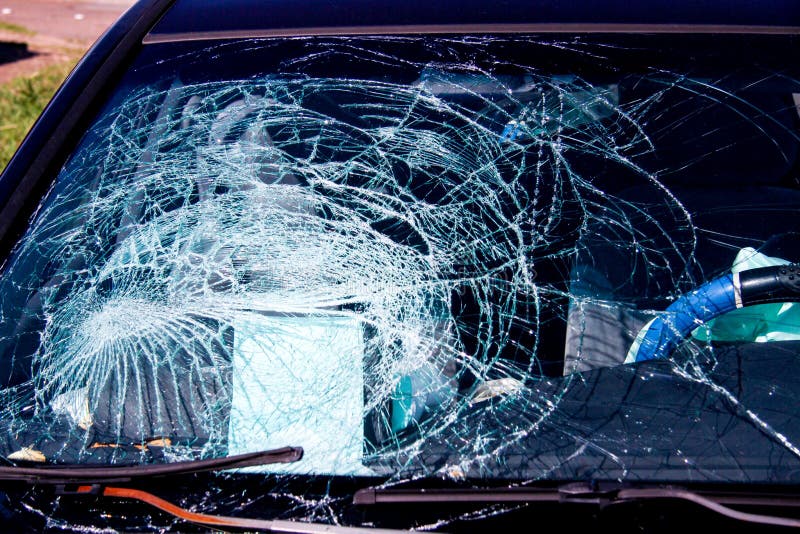Car with Smashed Windshield Stock Image Image of vehicle, window