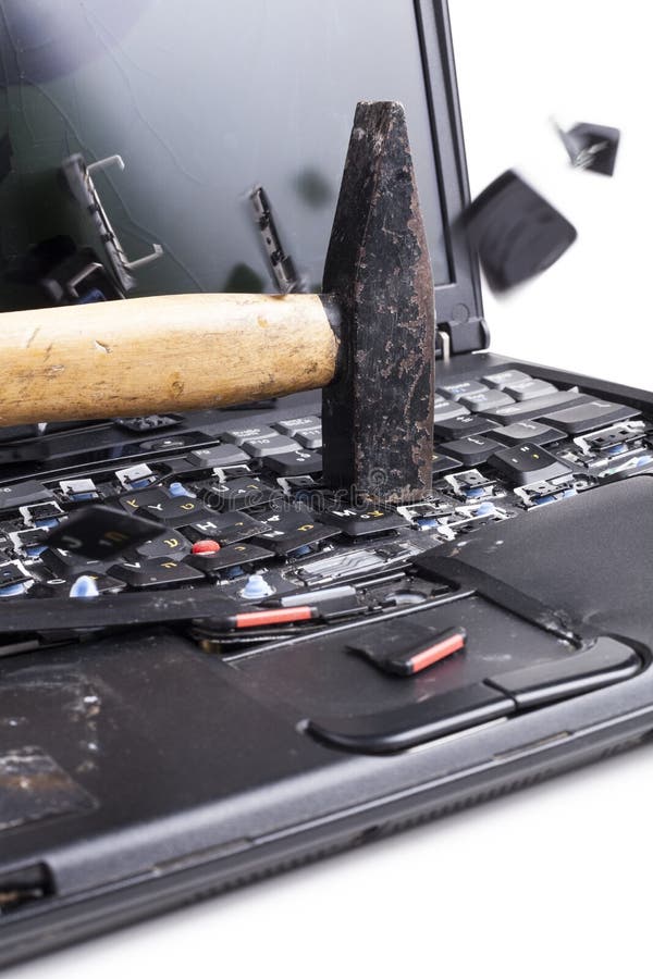 Smashing The Laptop royalty free stock photo