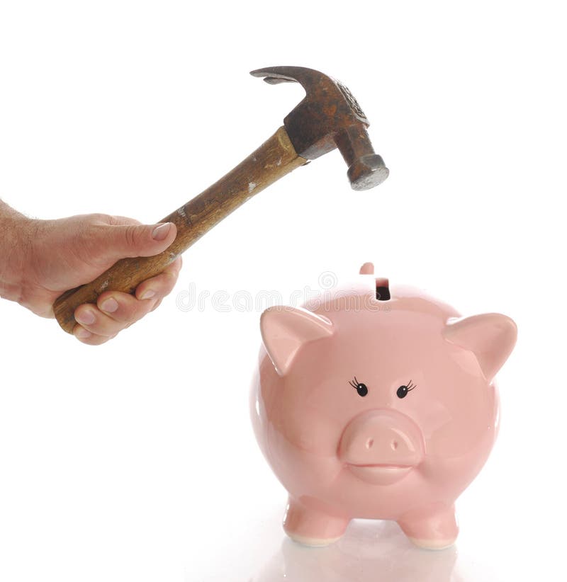 Smashing piggy bank stock image. Image of greed, background 14041723