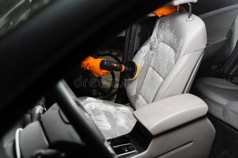 Smearing Detergent Car Textile Seats Using Drill Brush Dry Cleaning Stock  Photo by ©rabizo94@gmail.com 643647678