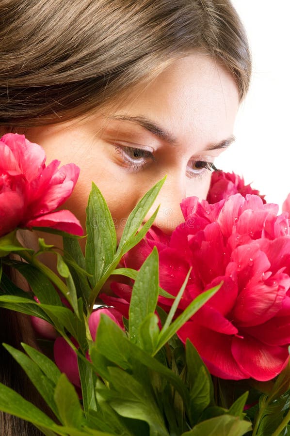 Smelling flower stock image. Image of girl, face, purity 15238223