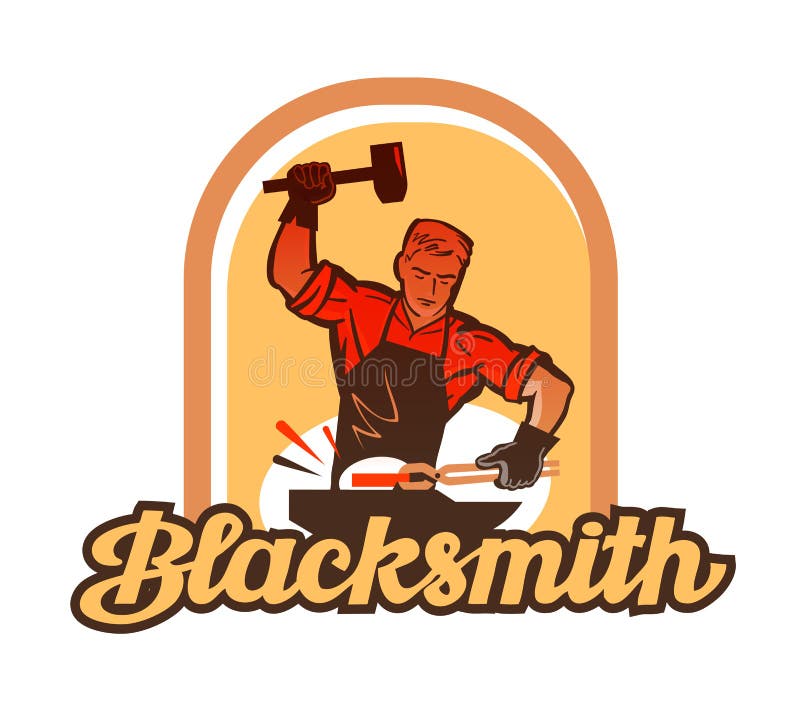 Smidsarbeider met voorhamer het slaan bij aambeeld vector illustratie Smidsarbeider met voorhamer het slaan bij aambeeld vector illustratie