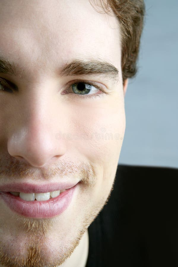 Smile Closeup Crop Face Young Male Portrait Stock Photo - Image of ...