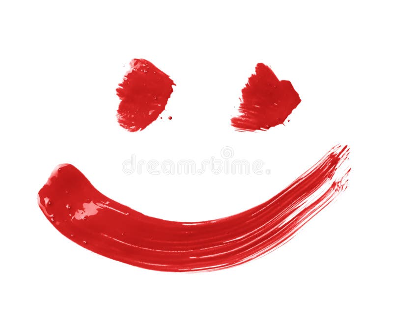 Smile or smiley face drawn with oil paint brush strokes, isolated over the white background. Smile or smiley face drawn with oil paint brush strokes, isolated over the white background