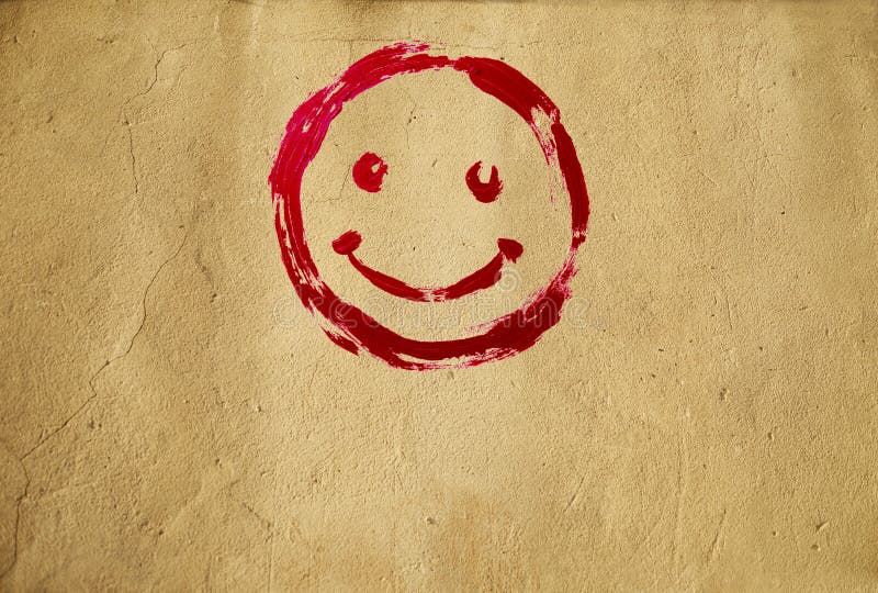 Smile Emoticon on the Background of the Wall. Drawn Smiley Smile Symbol.  Joyful Sign. Stock Photo - Image of abstract, wall: 169703860
