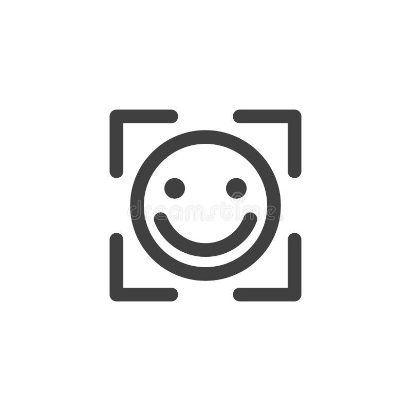 Smile face detect line icon stock illustration