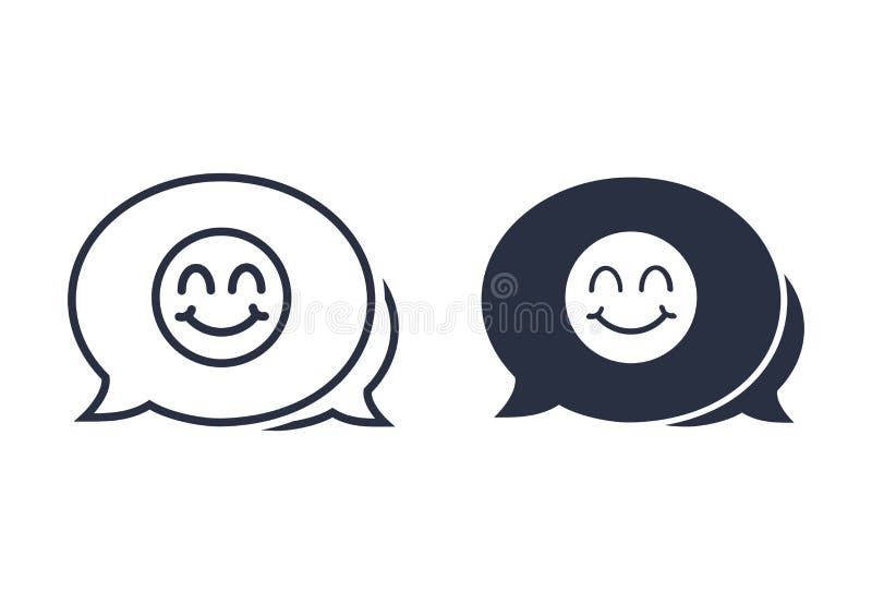 Smile face line icon. Happy emoticon chat sign. Speech bubble symbol. Quality design element. Linear style smile face stock illustration