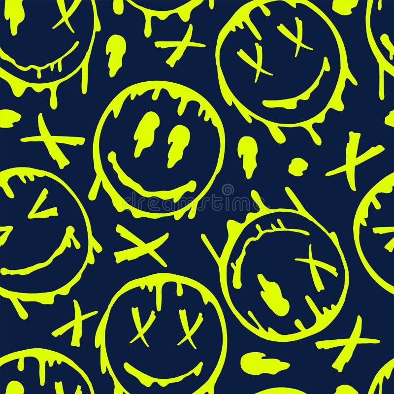 Premium Vector  Yellow wavy distorted emoticon pattern template  Smile  wallpaper Cute patterns wallpaper Trippy wallpaper