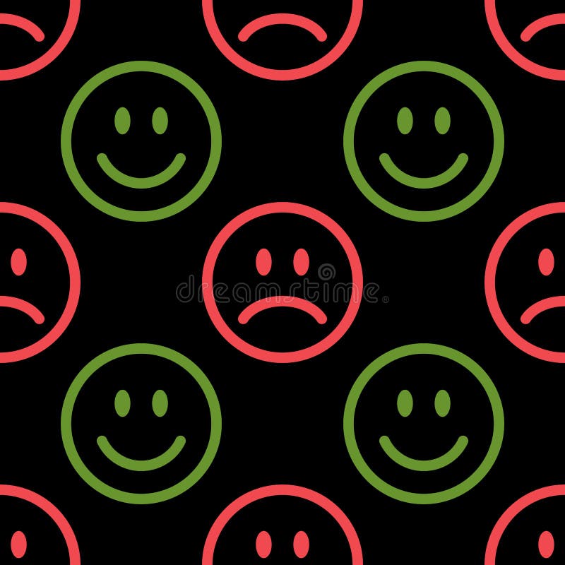 Smile Icon Pattern. Happy and Sad Faces. Vector Abstract Background Stock  Vector - Illustration of kids, cute: 195932225