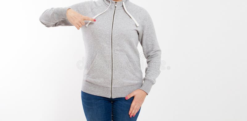 Download Woman In Gray Sweatshirt, Hoodies. White Background - Gray ...