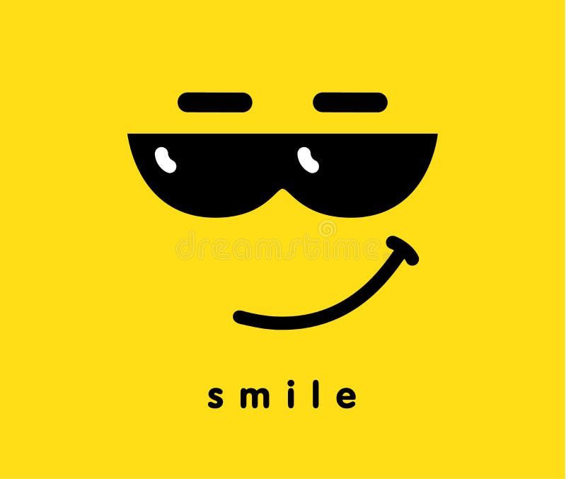 Smile with sunglasses icon emoji template design