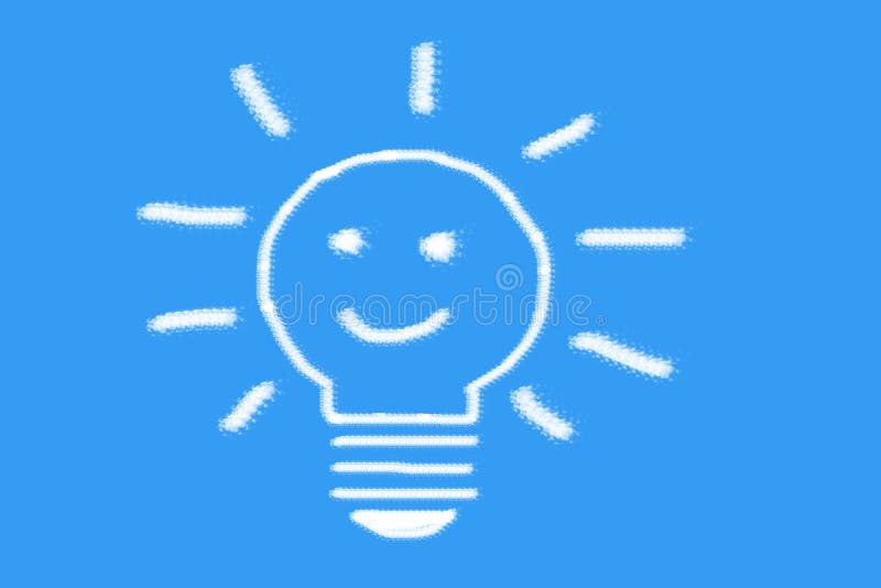 Smile think bulb cloud shaped on blue sky royalty free illustration