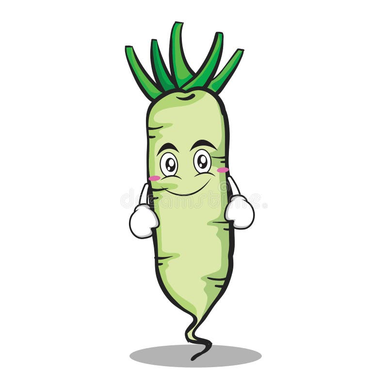 Smile White Radish Cartoon Character Stock Vector - Illustration of