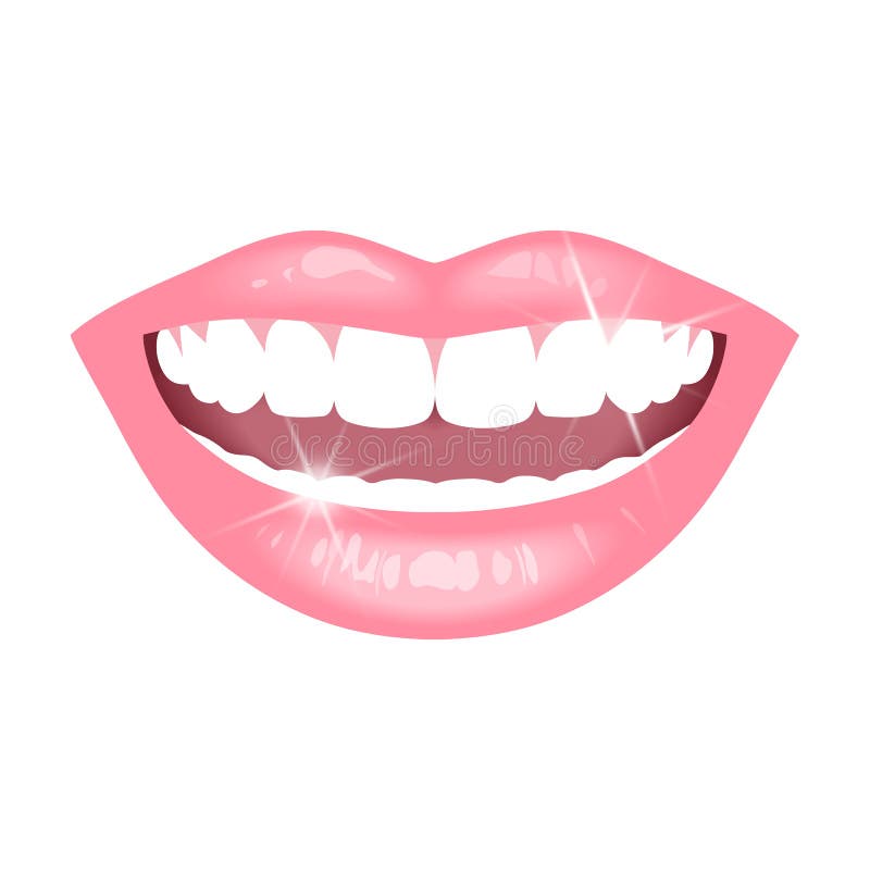 Smile with white teeth on white background