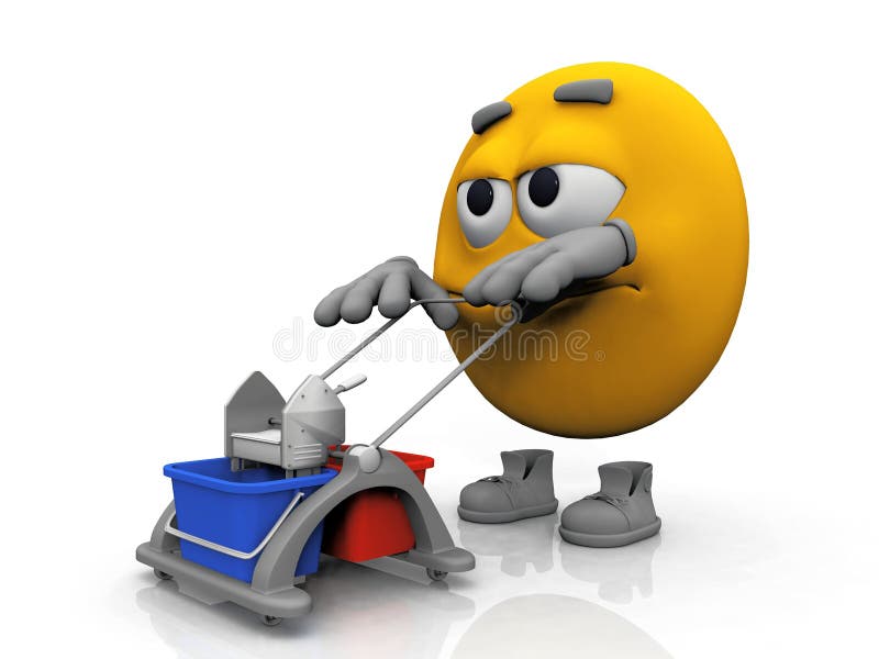 Smiley clean the floor stock illustration. Illustration of illustration