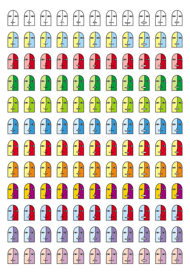 smiley Colección de 11 pictogramas de diversos emoticons en 12 tonos del color stock de ilustración smiley Colección de 11 pictogramas de diversos emoticons en 12 tonos del color stock de ilustración