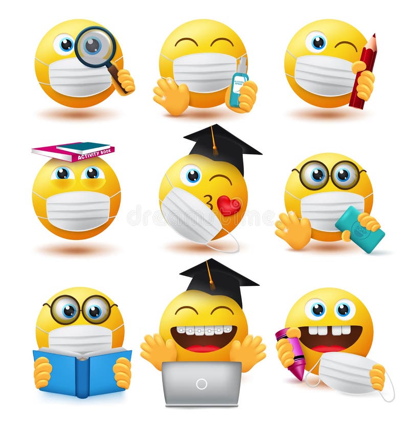 Smiley Covid19 Vaccine Vector Design. Emoji 3d Vaccinated Character