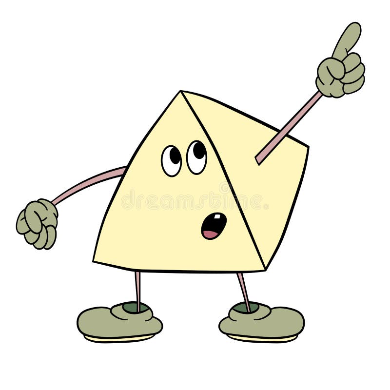 Smiley divertente del triangolo con le gambe e gli occhi che mostrano un dito su Schizzo di colore di caricatura illustrazione di stock Smiley divertente del triangolo con le gambe e gli occhi che mostrano un dito su Schizzo di colore di caricatura illustrazione di stock