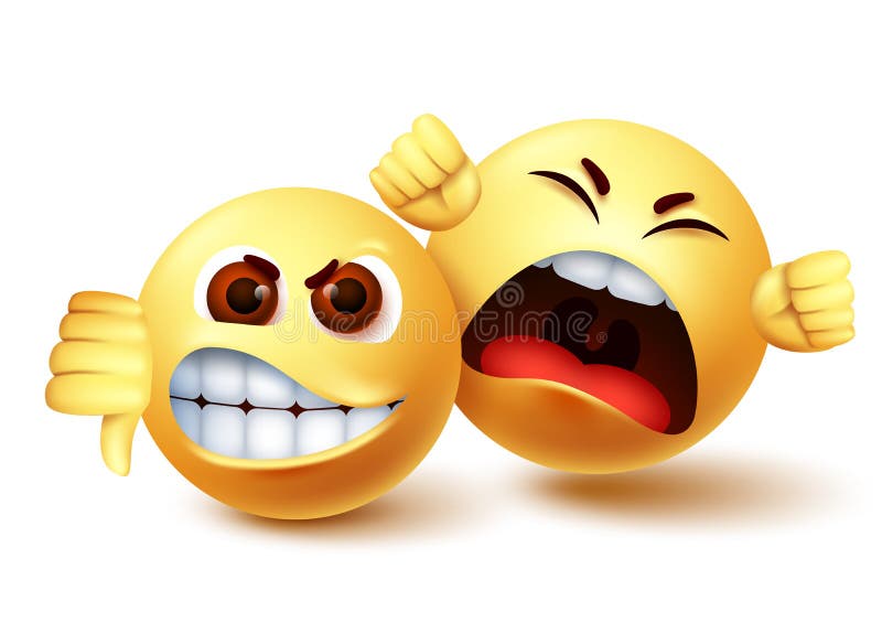 Smiley emoji: caratteri arrabbiati vettore. emoji sorride di pazzi e urla