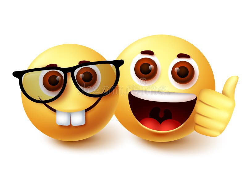 Smiley Emoji of Nerd Friend Vector Character Design. Clever Weird Emoji  with Presence of Friend Stock Vector - Illustration of emoji, character:  191950275