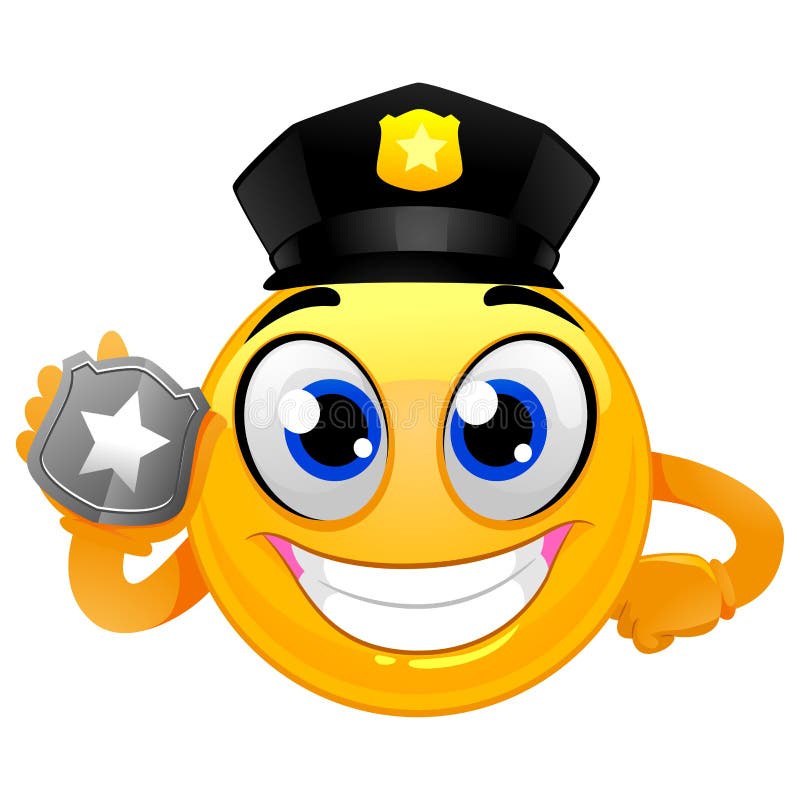 Smiley Emoticon policjant trzyma odznakę ilustracja wektor