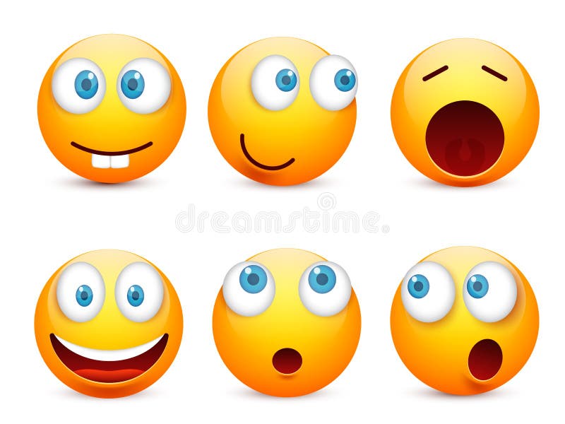 Smiley Emoticon Set. Yellow Face with Emotions and Christmas Hat. New ...