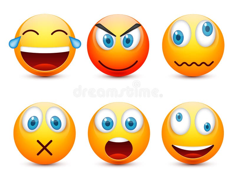 Smiley Emoticon Set. Yellow Face with Emotions and Christmas Hat. New ...