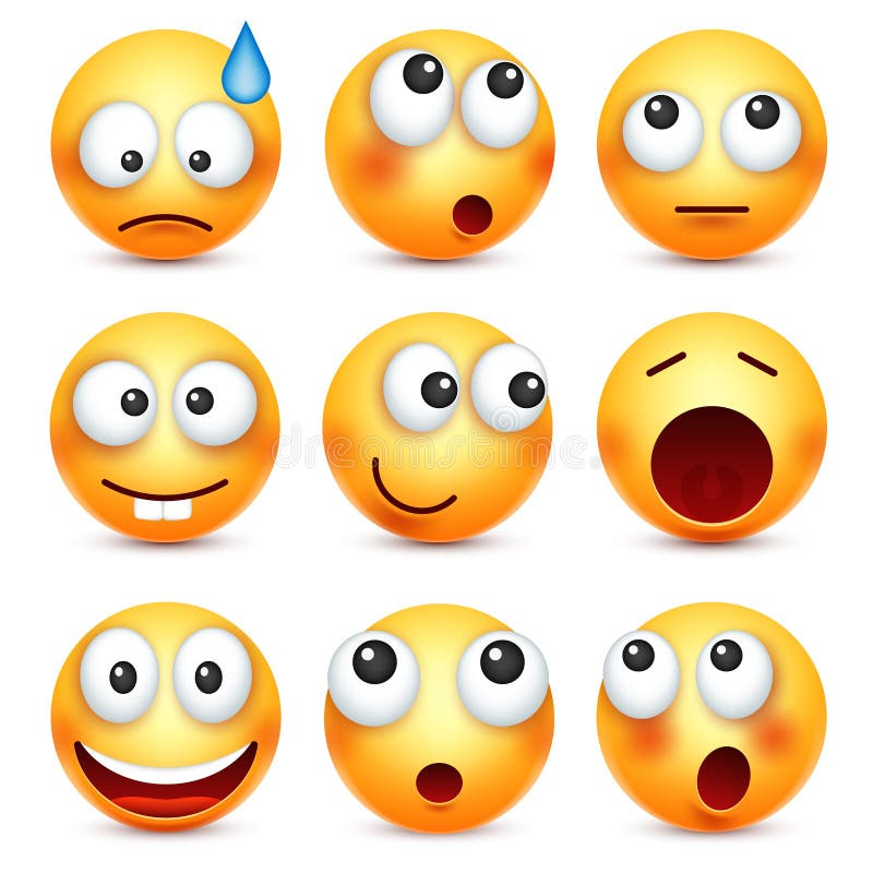 Smiley,emoticon Set. Yellow Face with Emotions,mood. Facial Expression ...