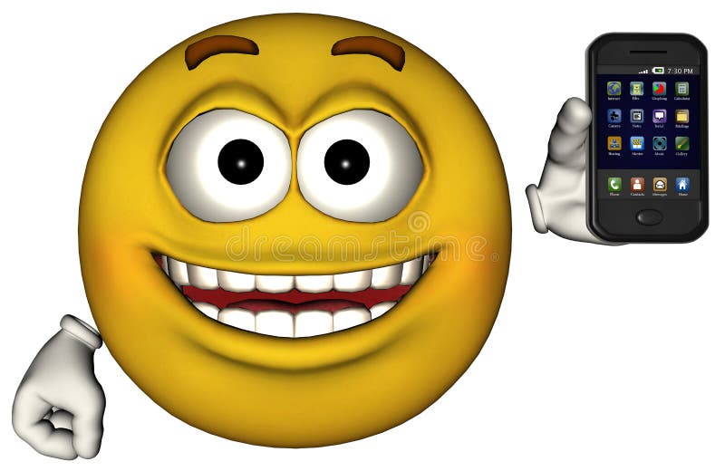 Smiley Face Smartphone Isolated drôle illustration libre de droits Smiley Face Smartphone Isolated drôle illustration libre de droits