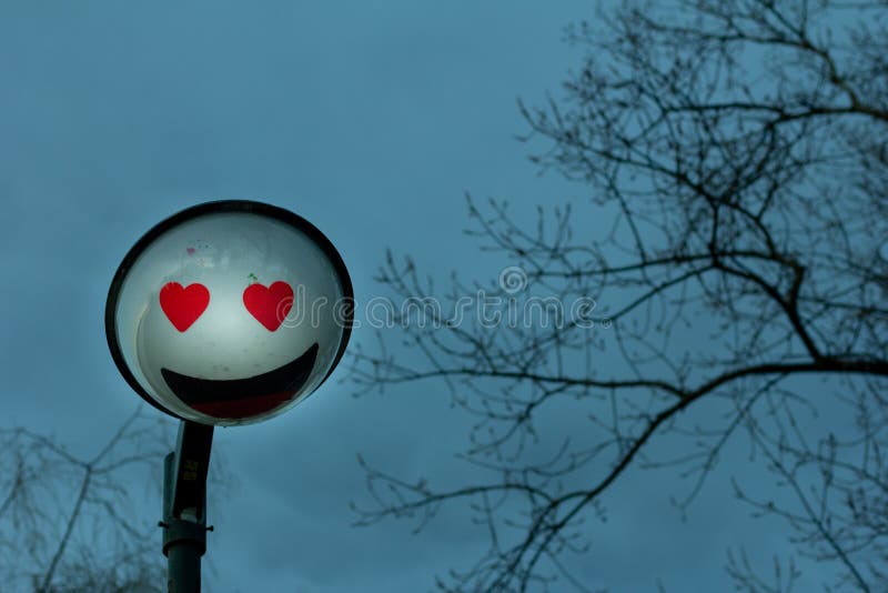 Smiley Face on a Street Lamp Stock Photo Image of tree, nature 133475122