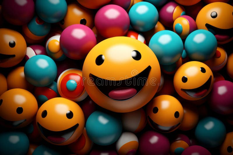 A Smiley Face Surrounded by Colorful Balls Stock Illustration ...