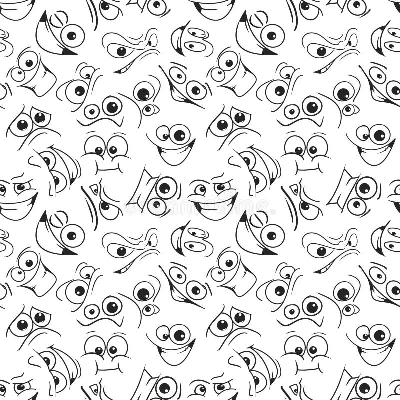 Smiley faces seamless pattern on white background vector illustration