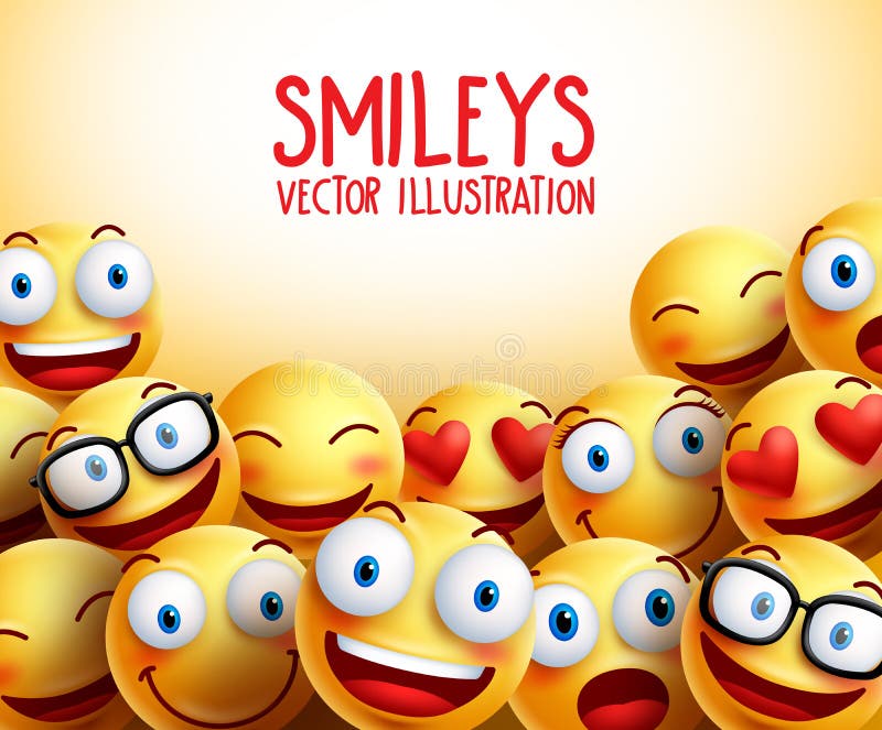 Smiley faces vector background with different facial expressions royalty free illustration