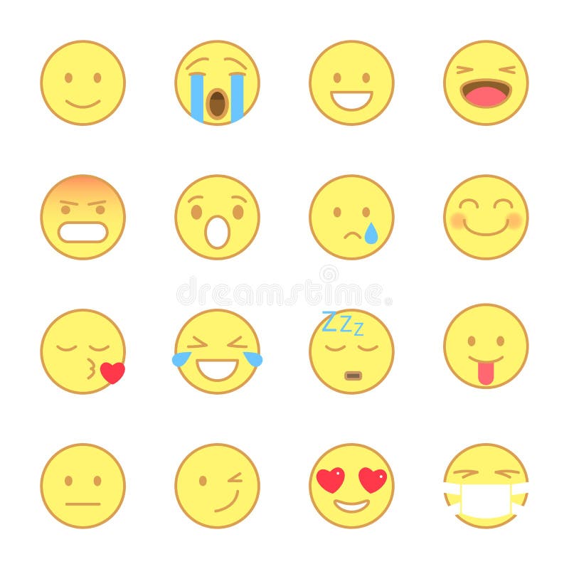 Smiley Flat Icons Set Emoji en emoticons lijn vlakke stijl pictogrammenvector die op witte achtergrond wordt geïsoleerd vector illustratie Smiley Flat Icons Set Emoji en emoticons lijn vlakke stijl pictogrammenvector die op witte achtergrond wordt geïsoleerd vector illustratie