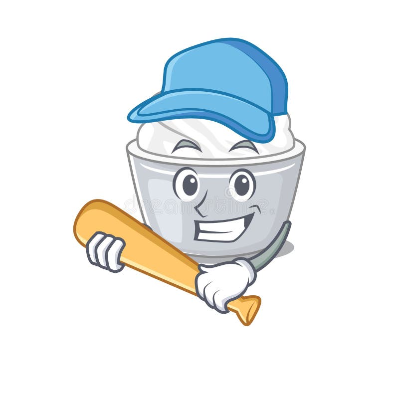 Funny Sour Cream Mascot Design with Tongue Out Stock Vector